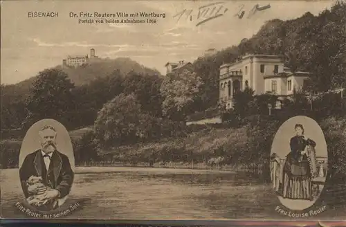 Eisenach Thueringen Reuters Villa mit Wartburg Fritz und Louise Reuter Kat. Eisenach