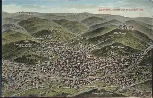 Eisenach Thueringen Die Wartburg und Umgebung Panoramakarte Kat. Eisenach