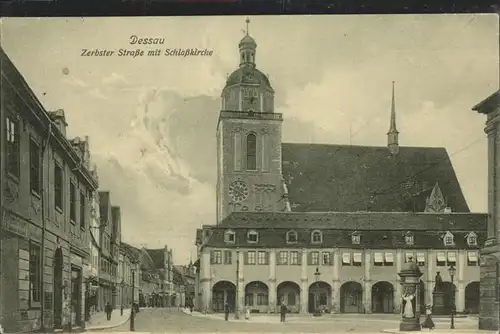 Dessau-Rosslau Zerbster Strasse mit Schlosskirche / Dessau-Rosslau /Anhalt-Bitterfeld LKR