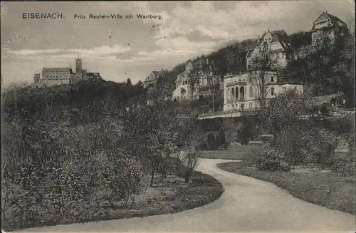 Eisenach Thueringen Fritz Reuter Villa mit Wartburg Kat. Eisenach