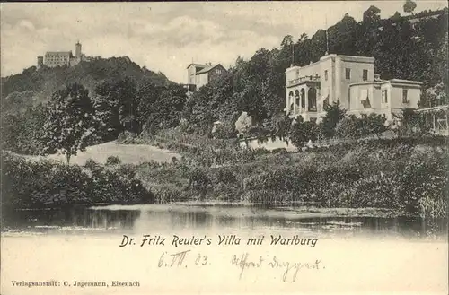 Eisenach Thueringen Fritz Reuter Villa mit Wartburg Kat. Eisenach