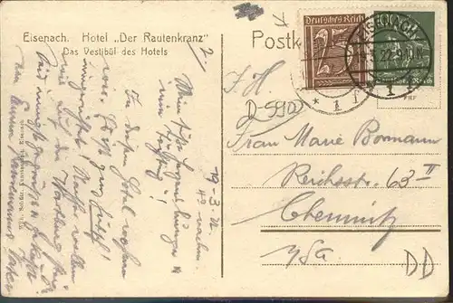 Eisenach Thueringen Hotel Der Rautenkranz Vestibuel Kat. Eisenach