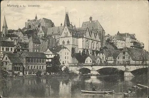 Marburg Lahn Lahnpartie und Universitaet Kat. Marburg