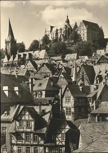 Marburg Lahn Blick ueber die Uni zu Marienkirche und Schloss Kat. Marburg