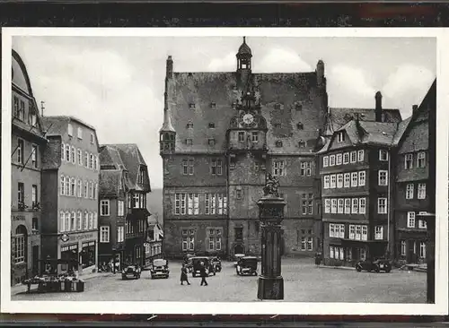 Marburg Lahn Marktplatz mit Rathaus Kat. Marburg