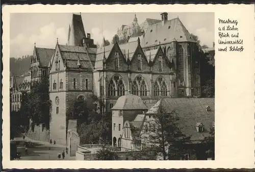 Marburg Lahn Blick auf Universitaet und Schloss Kat. Marburg