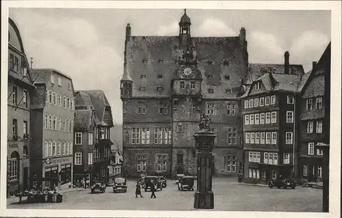 Marburg Lahn Marktplatz mit Rathaus Kat. Marburg