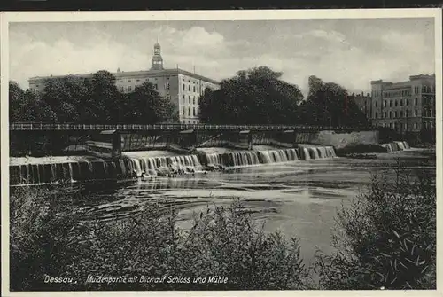 Dessau-Rosslau Muldenpartie mit Blick auf Schloss und Muehle / Dessau-Rosslau /Anhalt-Bitterfeld LKR