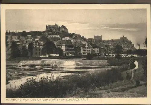 Marburg Lahn Blick von den Univ Spielplaetzen Kat. Marburg