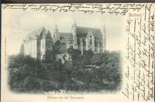 Marburg Lahn Schloss von der Sternwarte Kat. Marburg