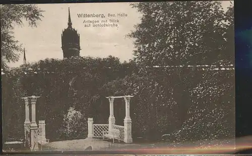 Wittenberg Lutherstadt Parkanlagen mit Blick auf Schlosskirche / Wittenberg /Wittenberg LKR