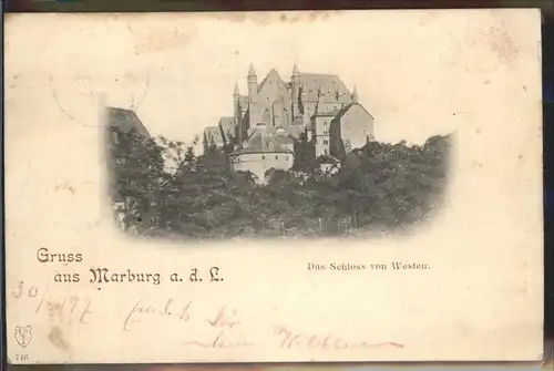 Marburg Lahn Das Schloss von Westen Kat. Marburg