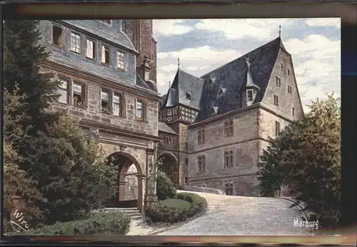 Marburg Lahn Aufgang zum Schloss Kat. Marburg