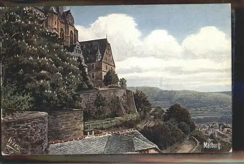 Marburg Lahn Blick von der Suedterrasse des Schlosses Kat. Marburg