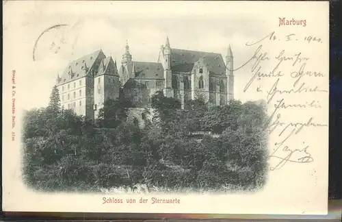 Marburg Lahn Schloss von der Sternwarte Kat. Marburg