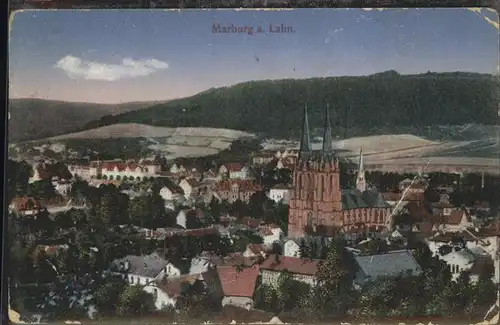 Marburg Lahn Panorama mit Kirche Feldpost Kat. Marburg