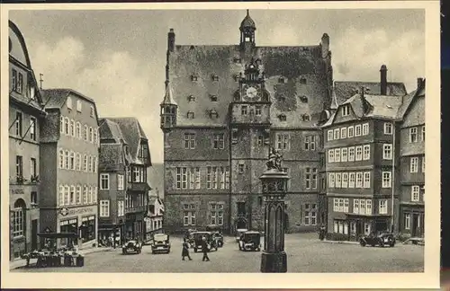 Marburg Lahn Marktplatz mit Rathaus Kat. Marburg