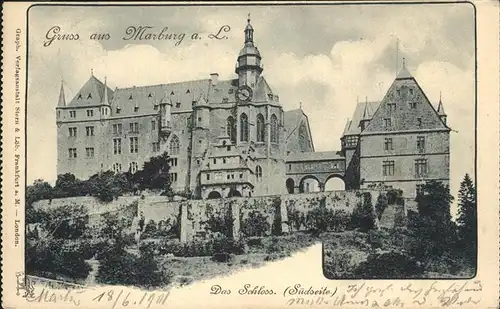 Marburg Lahn Das Schloss Suedseite Kat. Marburg