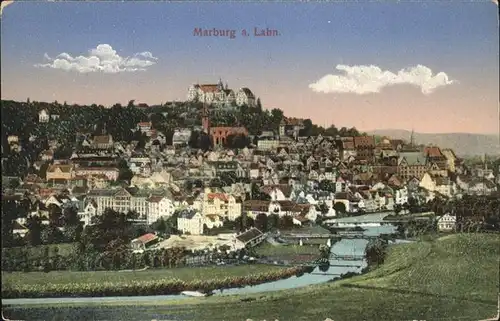 Marburg Lahn Blick auf Lahn und Marburg Kat. Marburg