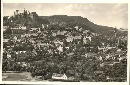 Marburg Lahn Gesamtansicht mit Schloss Kat. Marburg