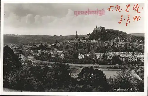 Marburg Lahn Gesamtansicht Zensur Kat. Marburg