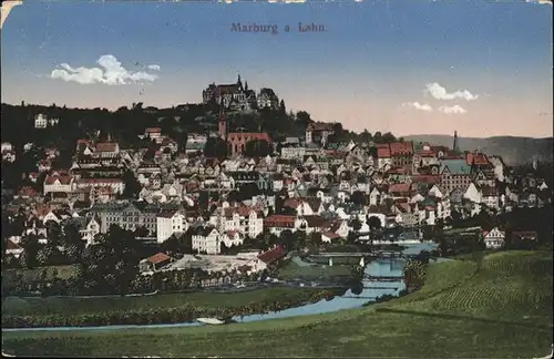 Marburg Lahn Blick auf Lahn und Marburg Feldpost Kat. Marburg