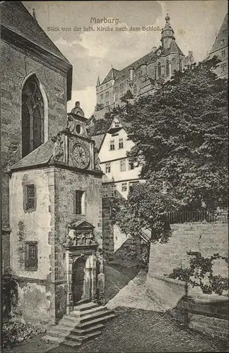 Marburg Lahn Blick von der luth Kirche zum Schloss Kat. Marburg