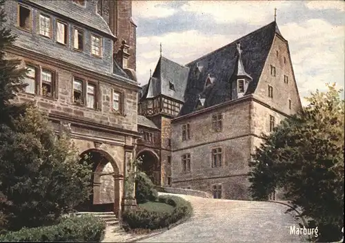 Marburg Lahn Aufgang zum Schloss Kat. Marburg