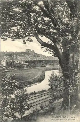 Marburg Lahn Blick auf Lahn und Schloss Kat. Marburg