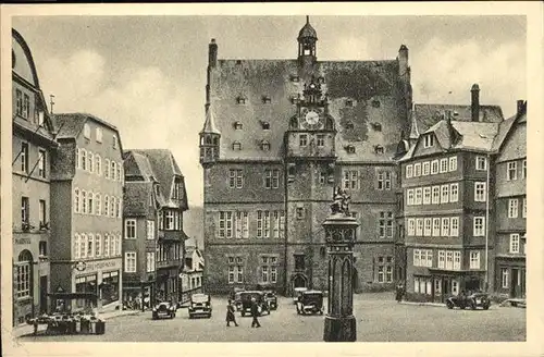 Marburg Lahn Marktplatz mit Rathaus Kat. Marburg