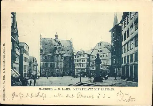 Marburg Lahn Marktplatz mit Rathaus Kat. Marburg