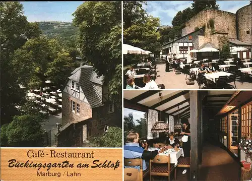 Marburg Lahn Cafe Restaurant Bueckingsgarten am Schloss Kat. Marburg