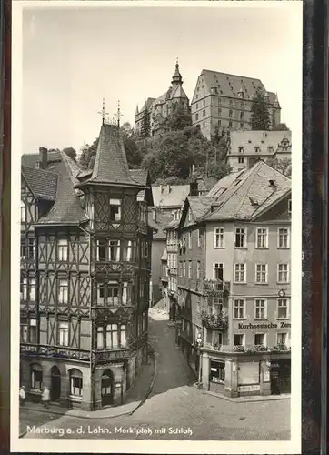 Marburg Lahn Marktplatz mit Schloss Kat. Marburg