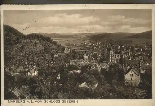 Marburg Lahn Blick vom Schloss Kat. Marburg