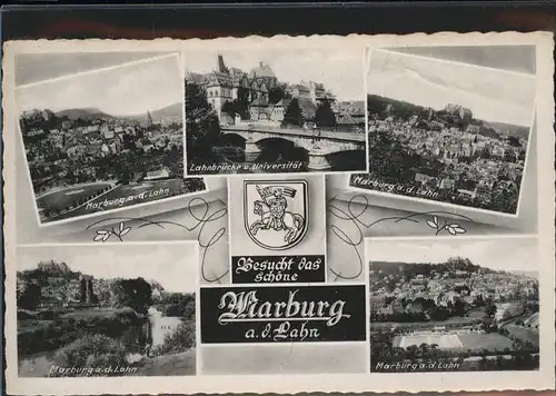 Marburg Lahn Teilansichten Lahnbruecke mit Uni Kat. Marburg