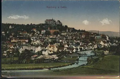 Marburg Lahn Lahnpartie mit Schloss Feldpost Kat. Marburg