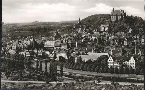 Marburg Lahn Blick auf Marburg und Schloss Kat. Marburg