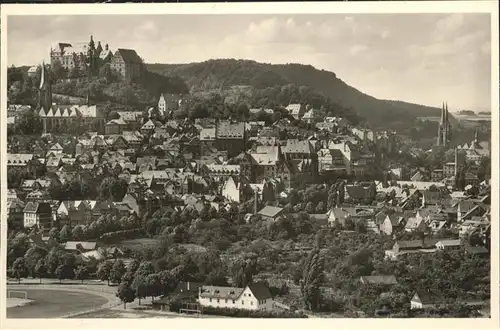 Marburg Lahn Ortsansicht mit Schloss Kat. Marburg