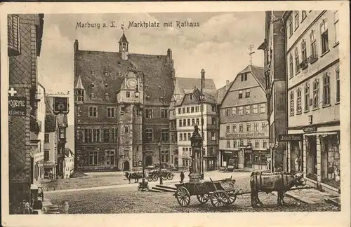 Marburg Lahn Marktplatz mit Rathaus Kat. Marburg