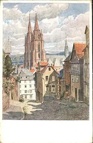 Marburg Lahn Am Roten Graben Kuenstlerkarte Kat. Marburg