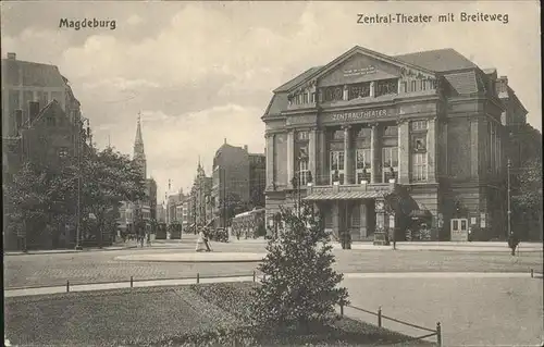 Magdeburg Sachsen Anhalt Zentral Theater mit Breiteweg Kat. Magdeburg