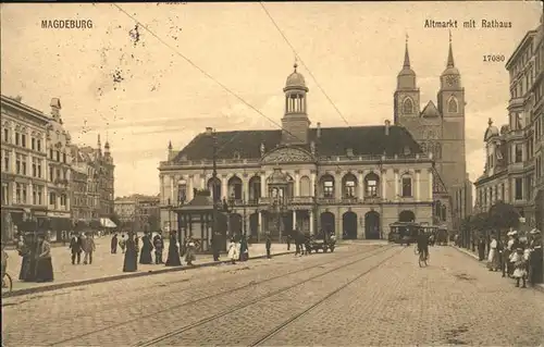 Magdeburg Sachsen Anhalt Altmarkt Rathaus Pferdewagen Kat. Magdeburg