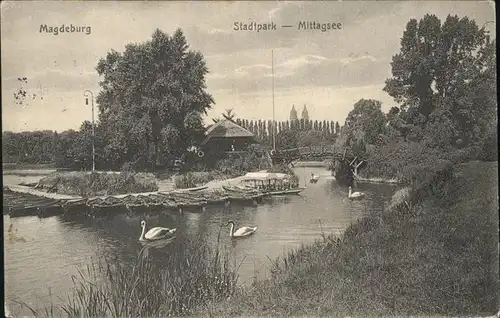 Magdeburg Sachsen Anhalt Stadtpark Mittagsee Kat. Magdeburg