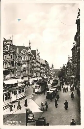 Magdeburg Sachsen Anhalt Breiter Weg Autos Strassenbahn Kat. Magdeburg