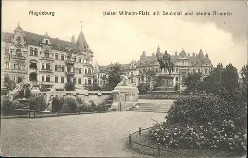 Magdeburg Sachsen Anhalt Kaiser Wilhelm Platz Denkmal Brunnen Kat. Magdeburg