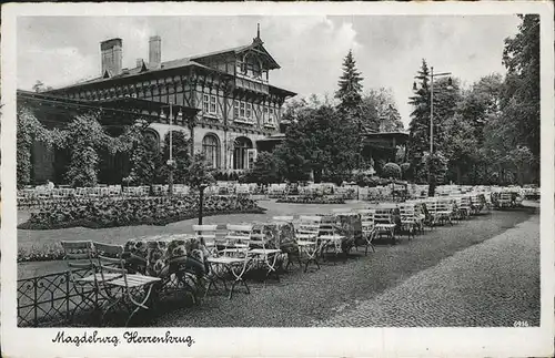 Magdeburg Sachsen Anhalt Herrenkrug Terrasse  Kat. Magdeburg