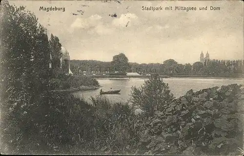Magdeburg Sachsen Anhalt Stadtpark Mittagsee Dom  Kat. Magdeburg