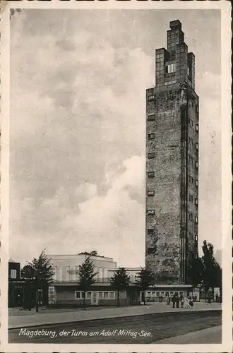 Magdeburg Sachsen Anhalt Turm am Adolf Mittag See Kat. Magdeburg