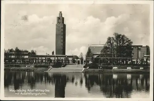 Magdeburg Sachsen Anhalt Adolf Mittag See Ausstellungsturm Kat. Magdeburg