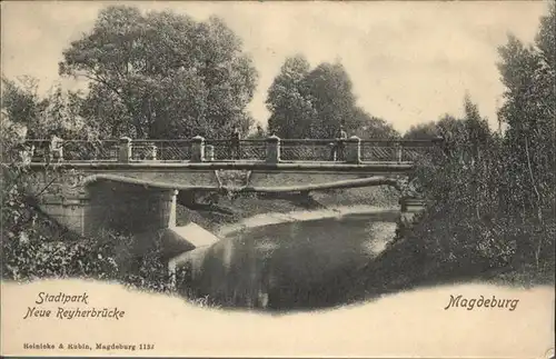 Magdeburg Sachsen Anhalt Stadtpark Neue Reyherbruecke Kat. Magdeburg